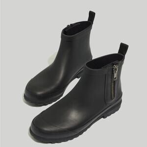 Madewell RARE The Zip-Up Lugsole Black Rain Boot Women’s Size 8 NWT